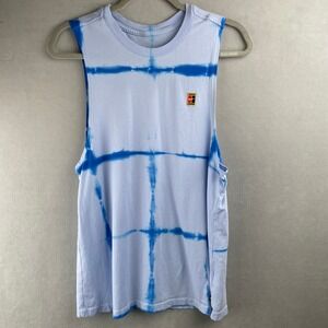 Nike‎ Court Tie Dye Muscle Tank Top Blue White Athletic Cut Tennis S 924001-415